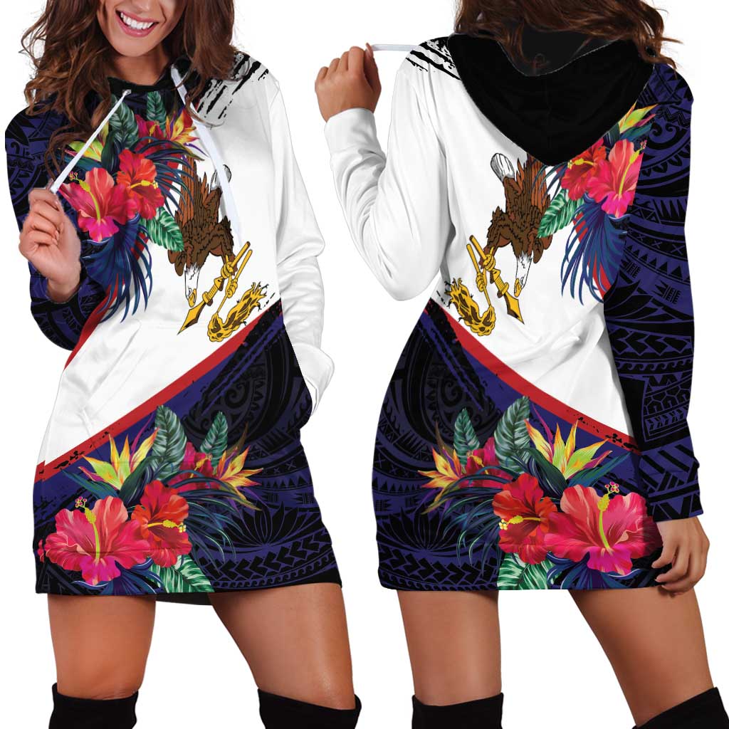 American Samoa Flag Day Since 1900 Hoodie Dress Samoa Muamua Le Atua Tropical Flowers LT9 - Polynesian Pride