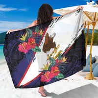 American Samoa Flag Day Since 1900 Sarong Samoa Muamua Le Atua Tropical Flowers LT9 One Size 44 x 66 inches Blue - Polynesian Pride