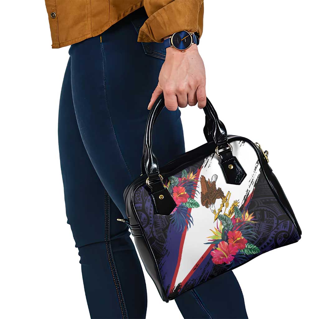 American Samoa Flag Day Since 1900 Shoulder Handbag Samoa Muamua Le Atua Tropical Flowers