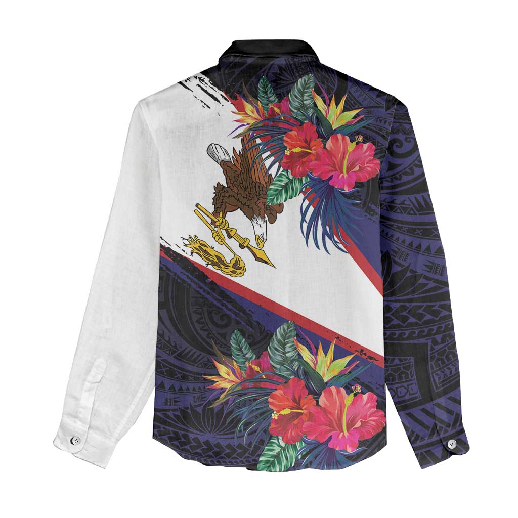 American Samoa Flag Day Since 1900 Women Casual Shirt Samoa Muamua Le Atua Tropical Flowers LT9 - Polynesian Pride