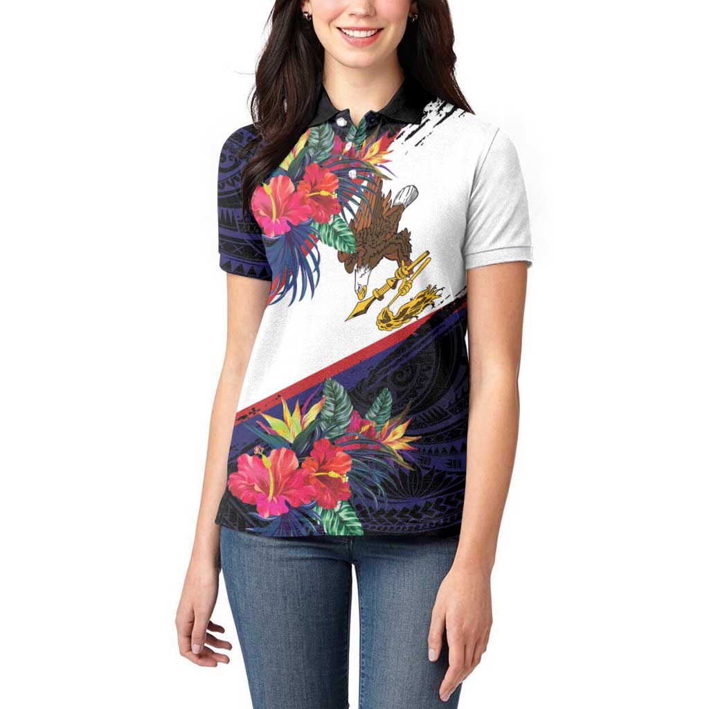 American Samoa Flag Day Since 1900 Women Polo Shirt Samoa Muamua Le Atua Tropical Flowers LT9 - Polynesian Pride