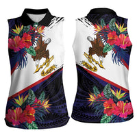 American Samoa Flag Day Since 1900 Women Sleeveless Polo Shirt Samoa Muamua Le Atua Tropical Flowers LT9 - Polynesian Pride