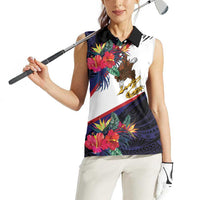 American Samoa Flag Day Since 1900 Women Sleeveless Polo Shirt Samoa Muamua Le Atua Tropical Flowers LT9 - Polynesian Pride