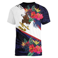 American Samoa Flag Day Since 1900 Women V-Neck T-Shirt Samoa Muamua Le Atua Tropical Flowers LT9 - Polynesian Pride