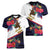 American Samoa Flag Day Since 1900 Women V-Neck T-Shirt Samoa Muamua Le Atua Tropical Flowers
