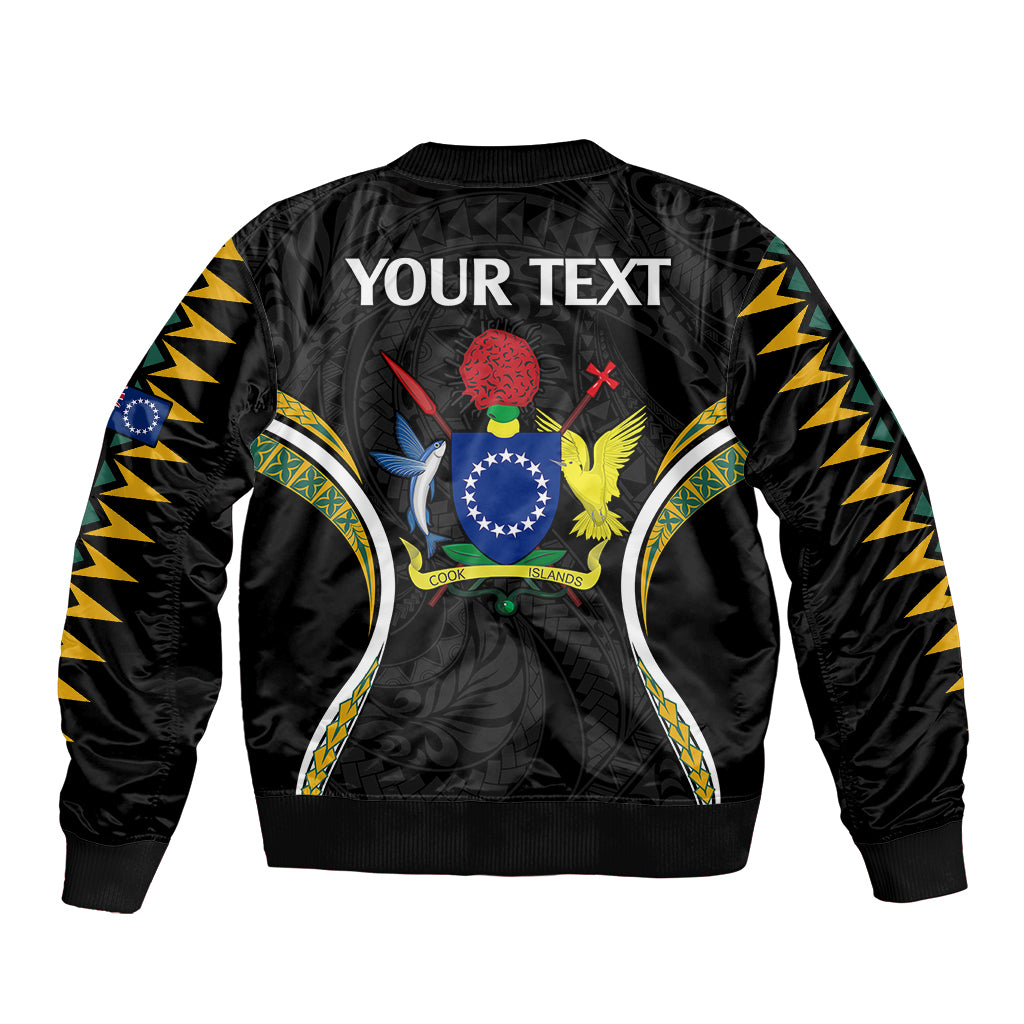 (Personalised) Polynesian Pride Aitutaki Island Sleeve Zip Bomber Jacket Cook Islands Tribal Wave Style LT9 - Polynesian Pride
