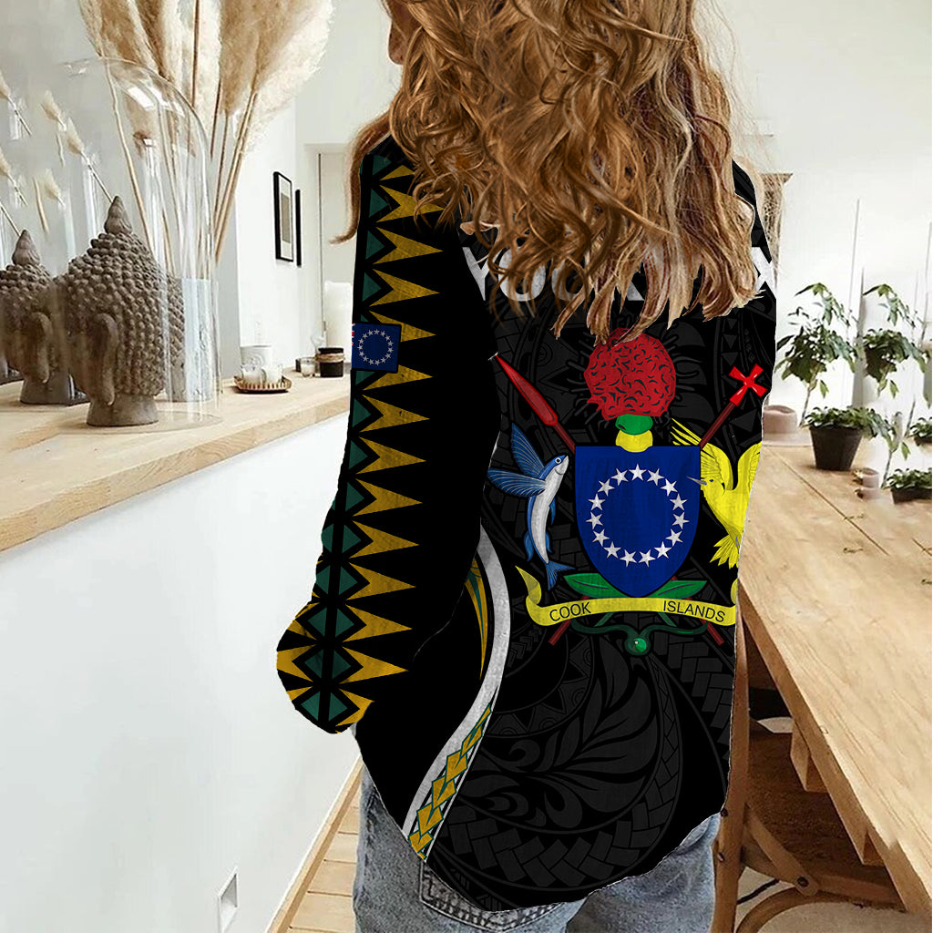 (Personalised) Polynesian Pride Mauke Island Women Casual Shirt Cook Islands Tribal Wave Style LT9 - Polynesian Pride