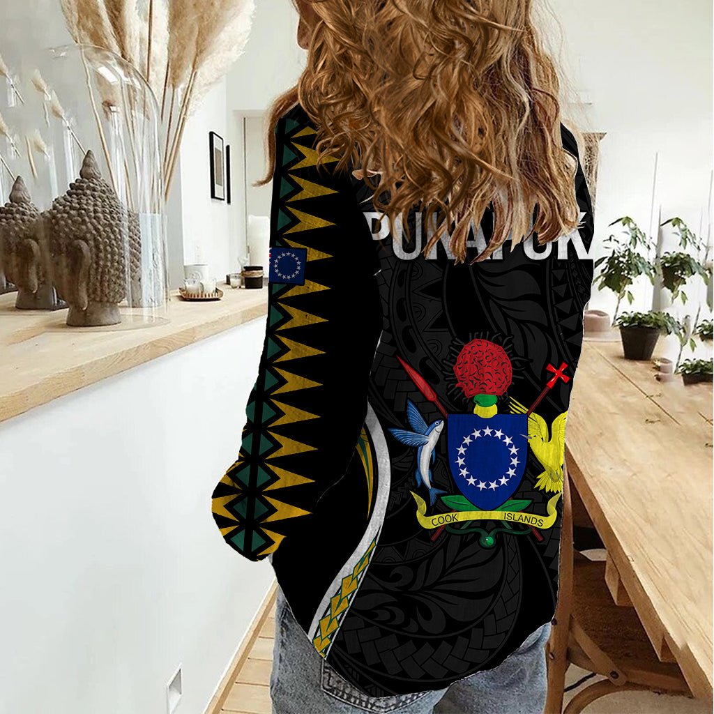 Polynesian Pride Pukapuka Island Women Casual Shirt Cook Islands Tribal Wave Style LT9 - Polynesian Pride