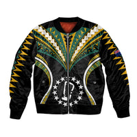 (Personalised) Polynesian Pride Rakahanga Island Bomber Jacket Cook Islands Tribal Wave Style LT9 Unisex Black - Polynesian Pride