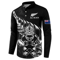 New Zealand Rugby Custom Button Sweatshirt Opango All Black Fern LT9 - Polynesian Pride