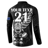 New Zealand Rugby Custom Button Sweatshirt Opango All Black Fern LT9 - Polynesian Pride
