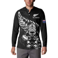 New Zealand Rugby Custom Button Sweatshirt Opango All Black Fern LT9 - Polynesian Pride