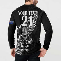 New Zealand Rugby Custom Button Sweatshirt Opango All Black Fern LT9 - Polynesian Pride
