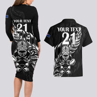 New Zealand Rugby Custom Couples Matching Long Sleeve Bodycon Dress and Hawaiian Shirt Opango All Black Fern LT9 - Polynesian Pride