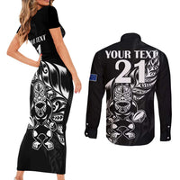 New Zealand Rugby Custom Couples Matching Short Sleeve Bodycon Dress and Long Sleeve Button Shirt Opango All Black Fern LT9 - Polynesian Pride