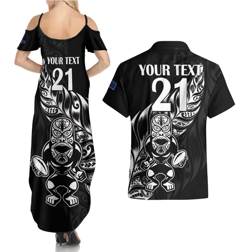 New Zealand Rugby Custom Couples Matching Summer Maxi Dress and Hawaiian Shirt Opango All Black Fern LT9 - Polynesian Pride