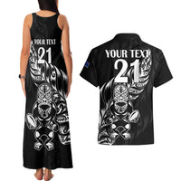 New Zealand Rugby Custom Couples Matching Tank Maxi Dress and Hawaiian Shirt Opango All Black Fern LT9 - Polynesian Pride