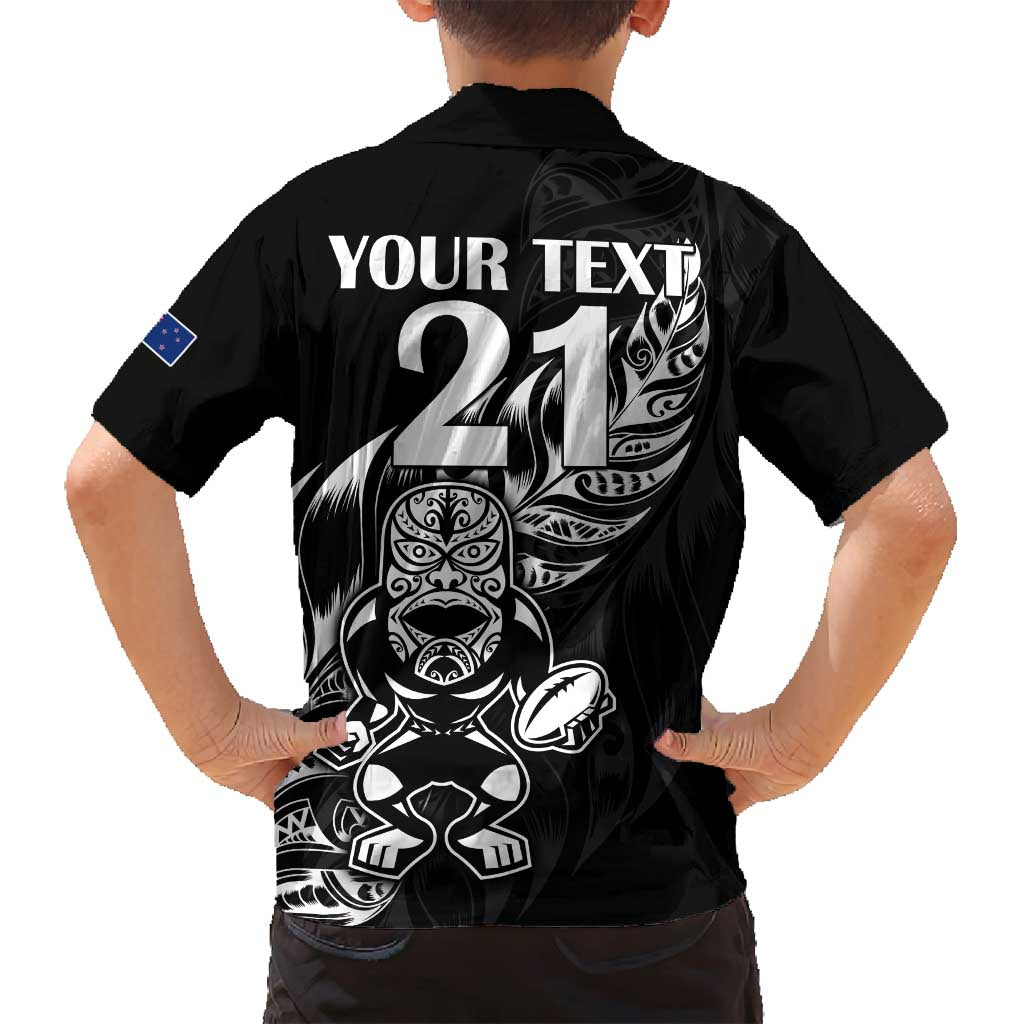 New Zealand Rugby Custom Family Matching Long Sleeve Bodycon Dress and Hawaiian Shirt Opango All Black Fern LT9 - Polynesian Pride