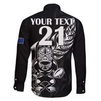 New Zealand Rugby Custom Family Matching Off The Shoulder Long Sleeve Dress and Hawaiian Shirt Opango All Black Fern LT9 - Polynesian Pride