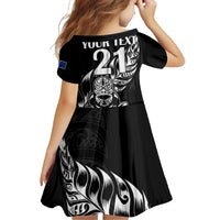 New Zealand Rugby Custom Family Matching Off Shoulder Short Dress and Hawaiian Shirt Opango All Black Fern LT9 - Polynesian Pride