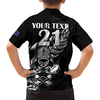 New Zealand Rugby Custom Family Matching Short Sleeve Bodycon Dress and Hawaiian Shirt Opango All Black Fern LT9 - Polynesian Pride