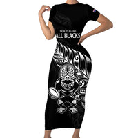 New Zealand Rugby Custom Family Matching Short Sleeve Bodycon Dress and Hawaiian Shirt Opango All Black Fern LT9 Mom's Dress Black - Polynesian Pride