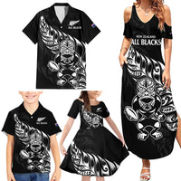 New Zealand Rugby Custom Family Matching Summer Maxi Dress and Hawaiian Shirt Opango All Black Fern LT9 - Polynesian Pride