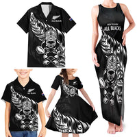 New Zealand Rugby Custom Family Matching Tank Maxi Dress and Hawaiian Shirt Opango All Black Fern LT9 - Polynesian Pride