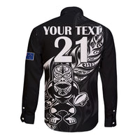 (Custom Text And Number) New Zealand All Black Rugby Long Sleeve Button Shirt LT9 - Polynesian Pride