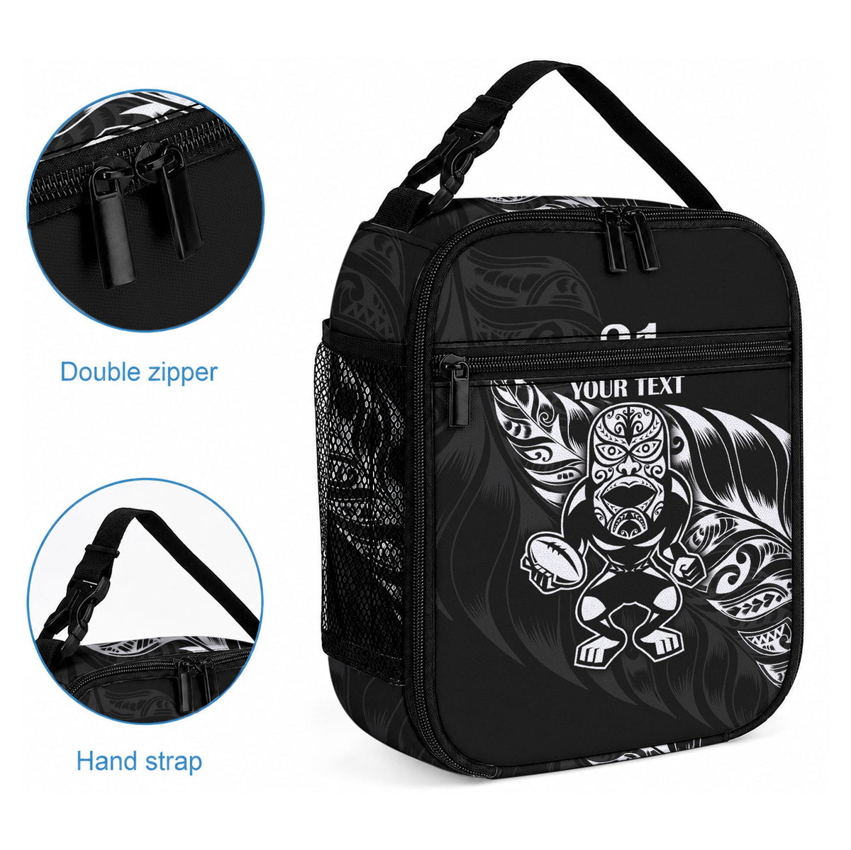 Custom New Zealand Black Fern Rugby Lunch Bag