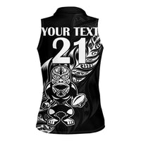 New Zealand Rugby Custom Women Sleeveless Polo Shirt Opango All Black Fern LT9 - Polynesian Pride