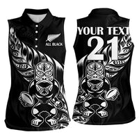 New Zealand Rugby Custom Women Sleeveless Polo Shirt Opango All Black Fern LT9 - Polynesian Pride
