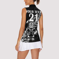 New Zealand Rugby Custom Women Sleeveless Polo Shirt Opango All Black Fern LT9 - Polynesian Pride
