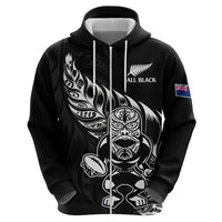 New Zealand Rugby Custom Zip Hoodie Opango All Black Fern