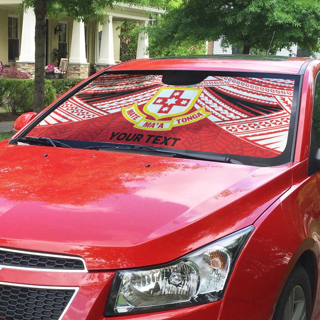 Personalised Kolisi Tonga College Atele Auto Sun Shade Polynesian Ngatu Tribal - Polynesian Pride