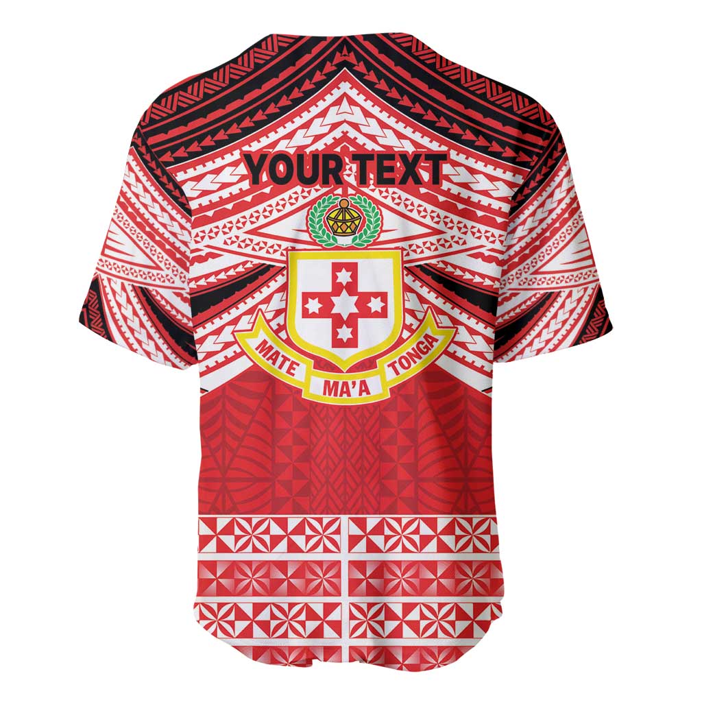Personalised Kolisi Tonga College Atele Baseball Jersey Polynesian Ngatu Tribal