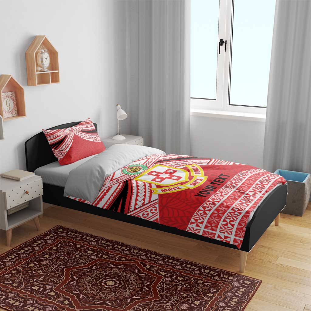 Personalised Kolisi Tonga College Atele Bedding Set Polynesian Ngatu Tribal