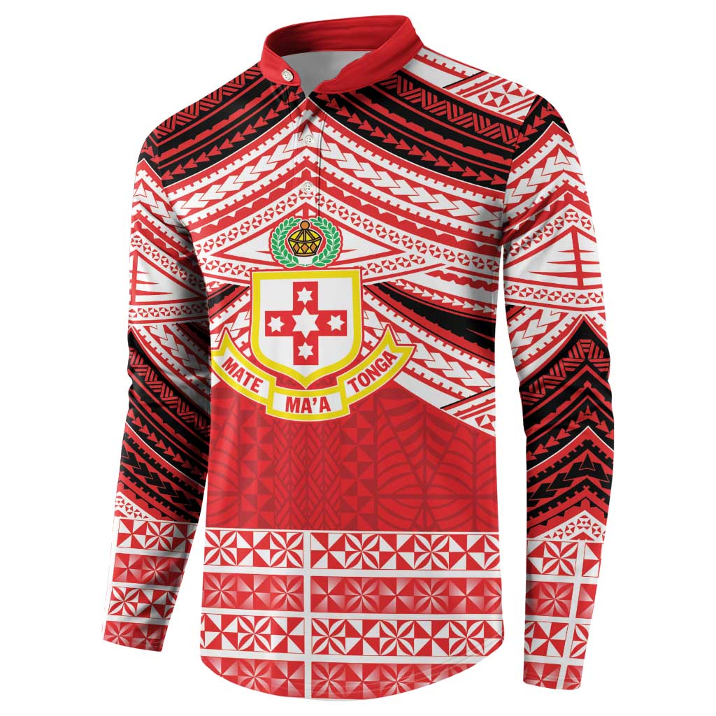Personalised Kolisi Tonga College Atele Button Sweatshirt Polynesian Ngatu Tribal
