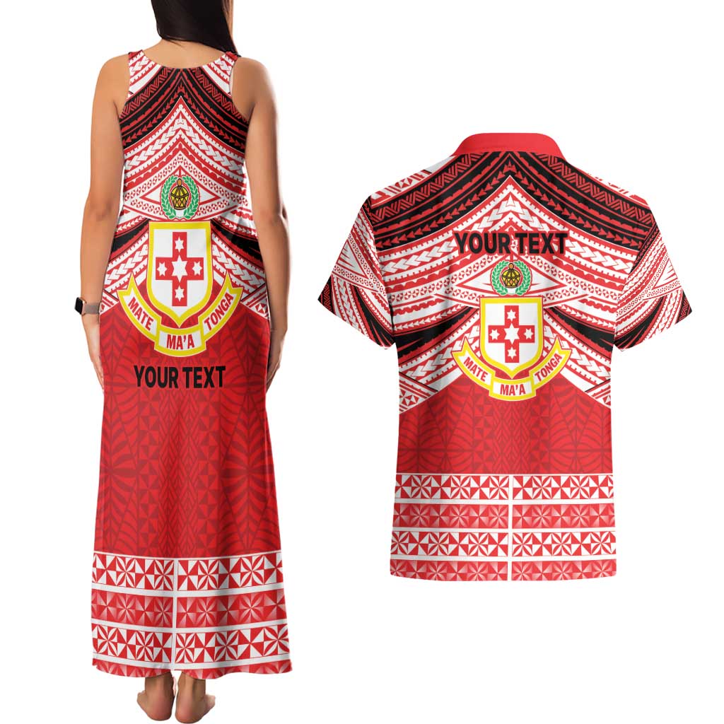 Personalised Kolisi Tonga College Atele Couples Matching Tank Maxi Dress and Hawaiian Shirt Polynesian Ngatu Tribal