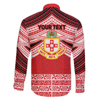 Personalised Kolisi Tonga College Atele Family Matching Off Shoulder Short Dress and Hawaiian Shirt Polynesian Ngatu Tribal LT9 - Polynesian Pride