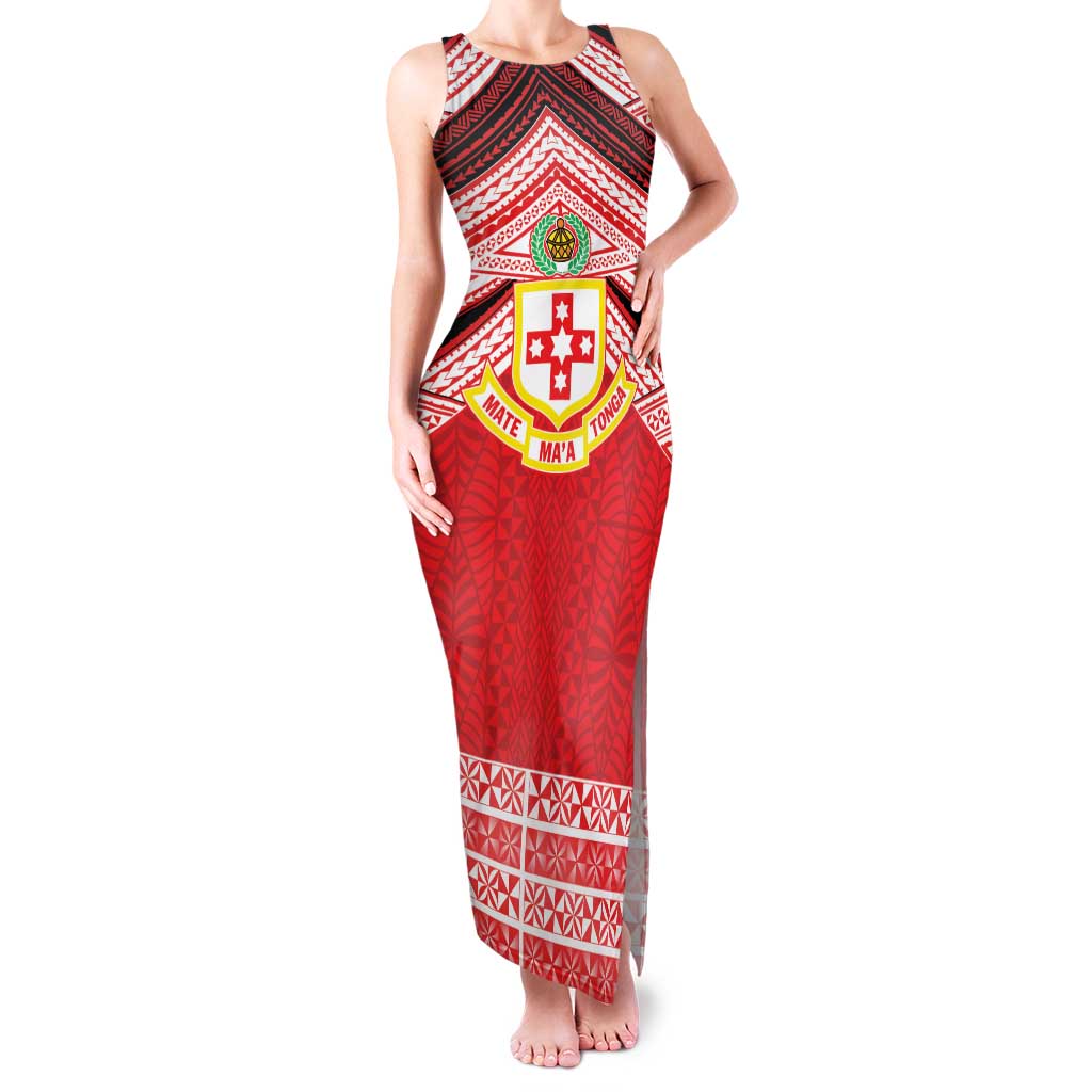 Personalised Kolisi Tonga College Atele Family Matching Tank Maxi Dress and Hawaiian Shirt Polynesian Ngatu Tribal