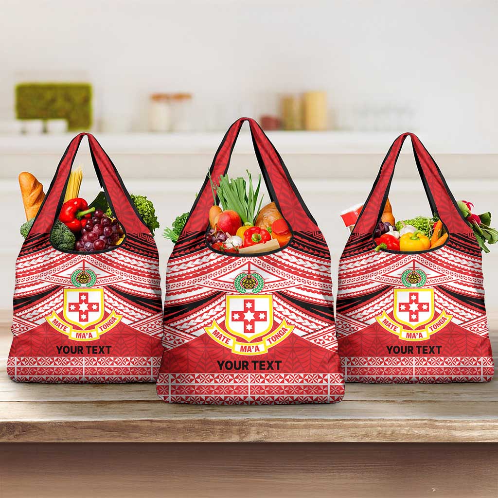 Personalised Kolisi Tonga College Atele Grocery Bag Polynesian Ngatu Tribal