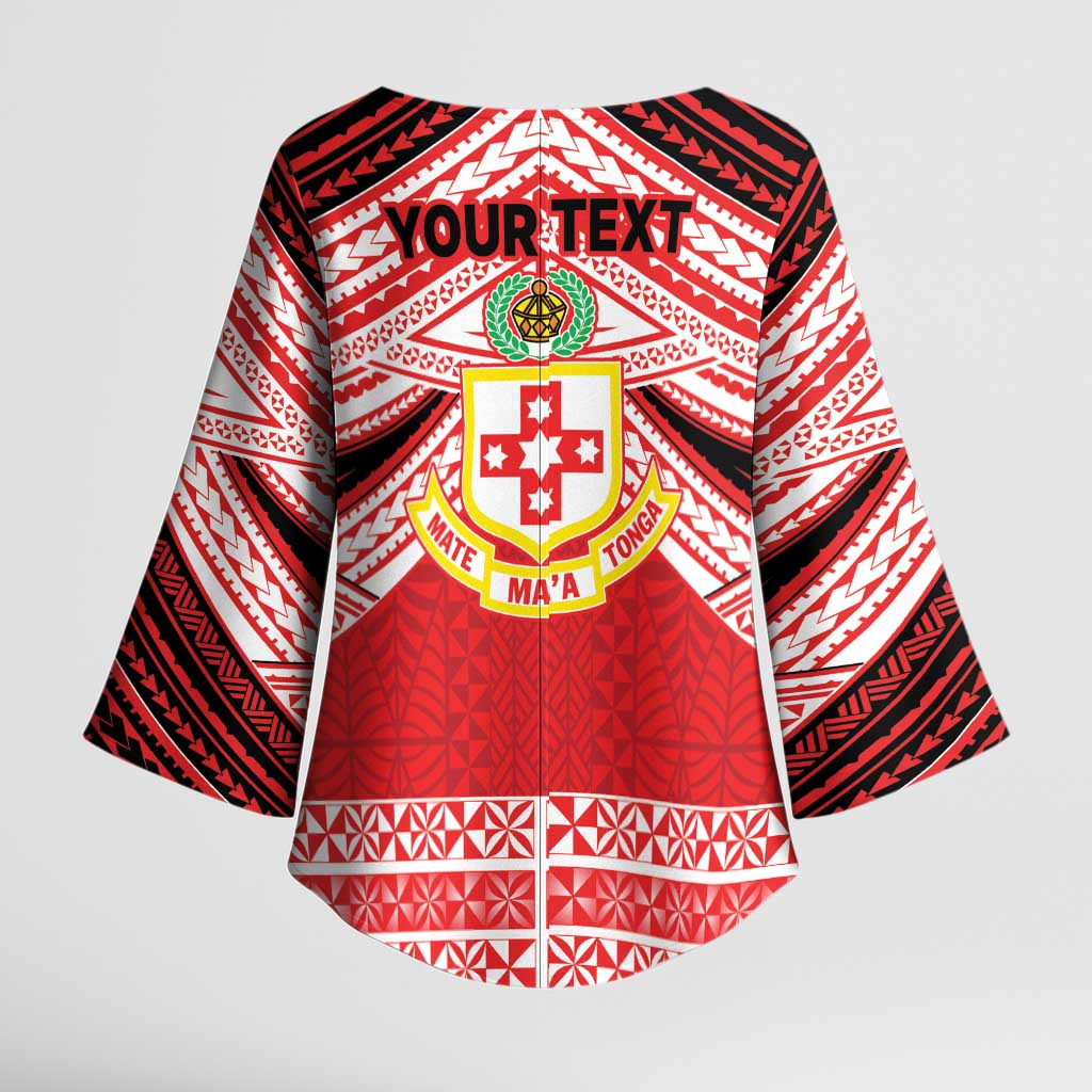 Personalised Kolisi Tonga College Atele Kimono Sleeve Blouse Polynesian Ngatu Tribal - Polynesian Pride