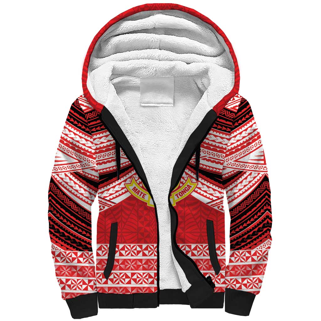 Personalised Kolisi Tonga College Atele Sherpa Hoodie Polynesian Ngatu Tribal