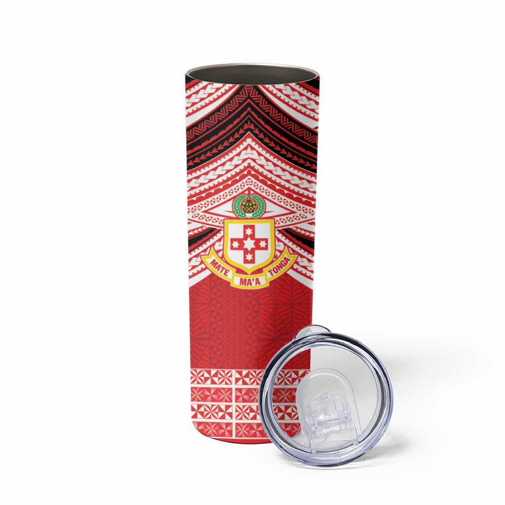 Personalised Kolisi Tonga College Atele Skinny Tumbler Polynesian Ngatu Tribal
