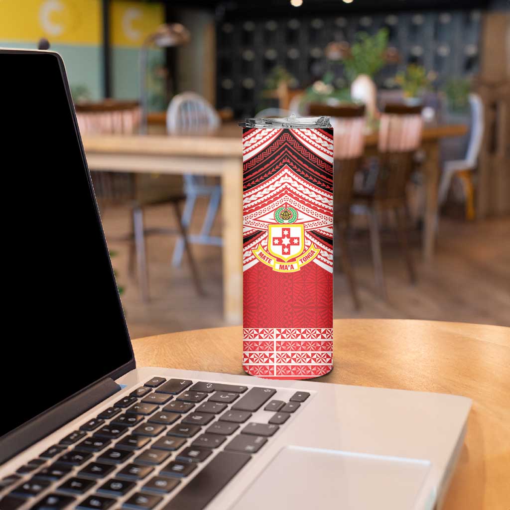 Personalised Kolisi Tonga College Atele Skinny Tumbler Polynesian Ngatu Tribal