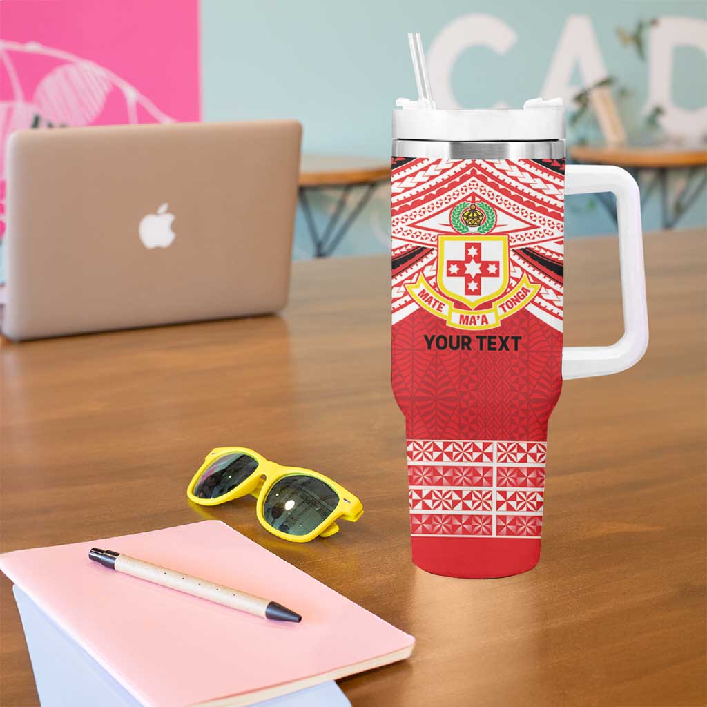 Personalised Kolisi Tonga College Atele Tumbler With Handle Polynesian Ngatu Tribal