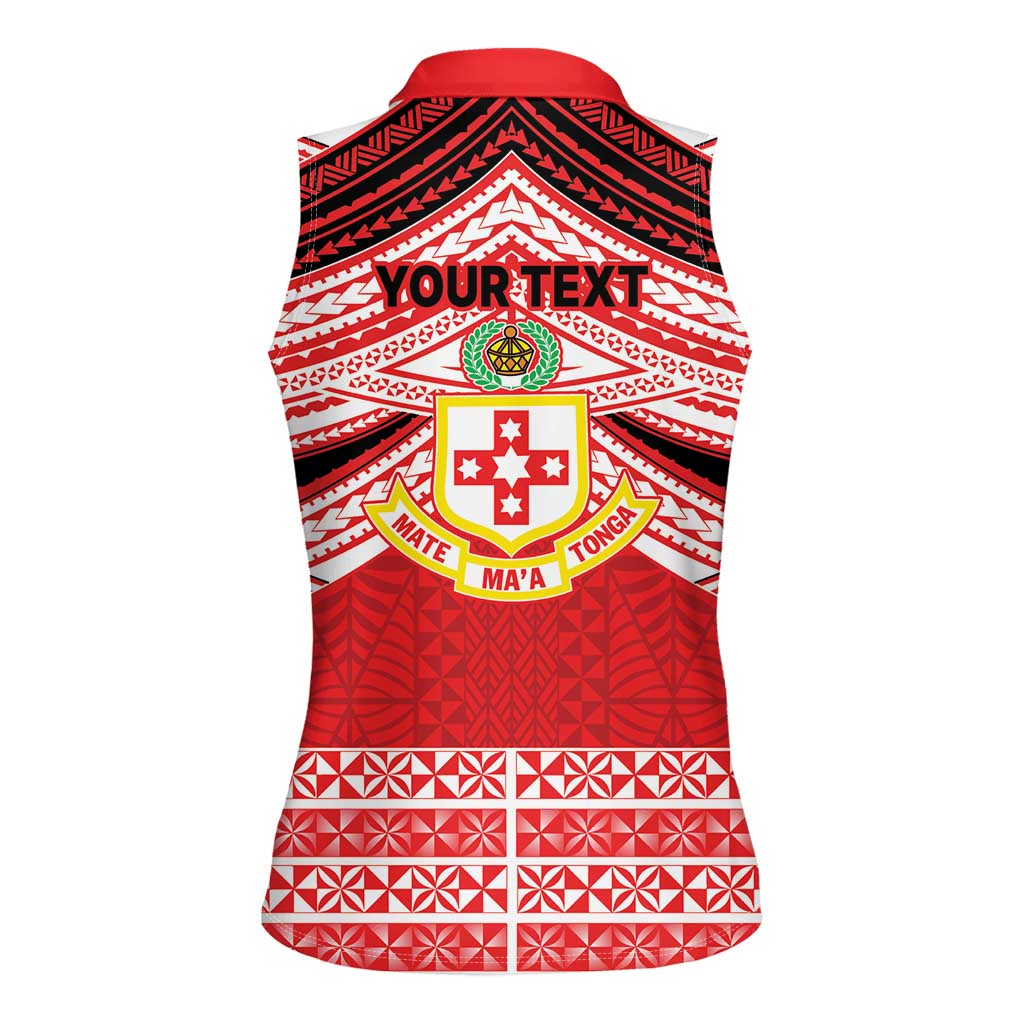Personalised Kolisi Tonga College Atele Women Sleeveless Polo Shirt Polynesian Ngatu Tribal LT9 - Polynesian Pride
