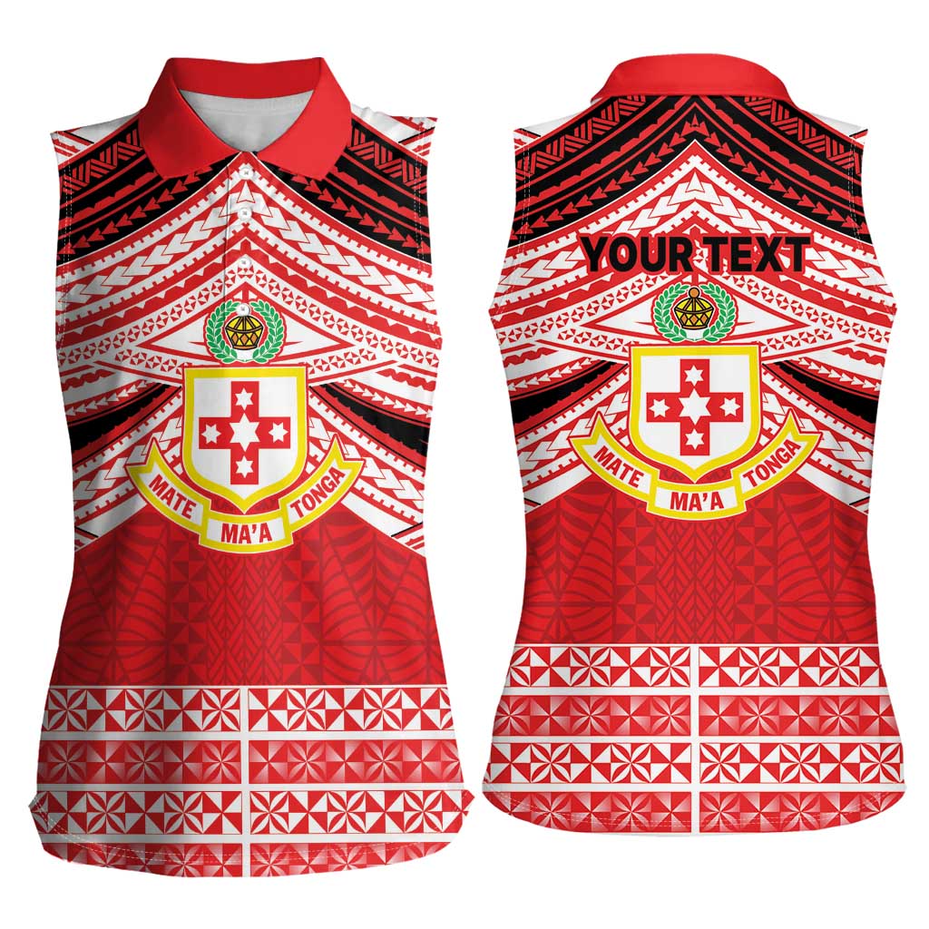 Personalised Kolisi Tonga College Atele Women Sleeveless Polo Shirt Polynesian Ngatu Tribal LT9 - Polynesian Pride