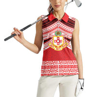 Personalised Kolisi Tonga College Atele Women Sleeveless Polo Shirt Polynesian Ngatu Tribal LT9 - Polynesian Pride